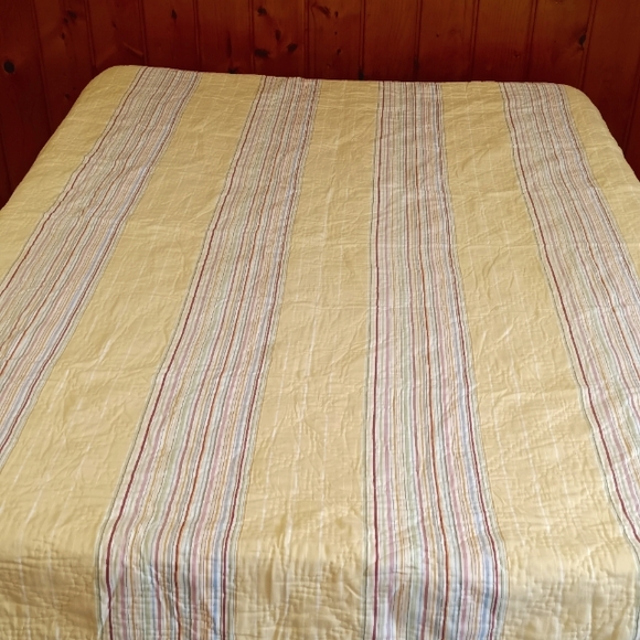 Pottery Barn Yellow Cotton Stripe Hand-stitched Quilt - Picture 5 of 15
